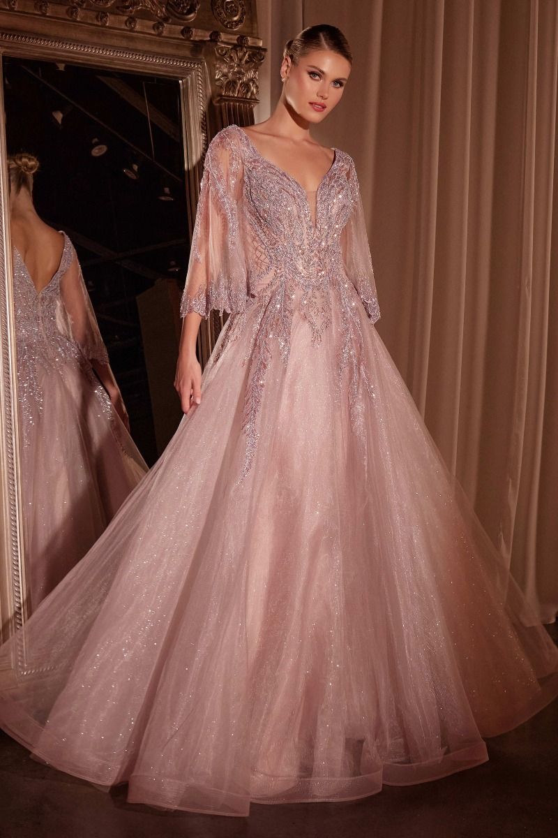 Glitter Grace – A-Line – Deep V-Neckline