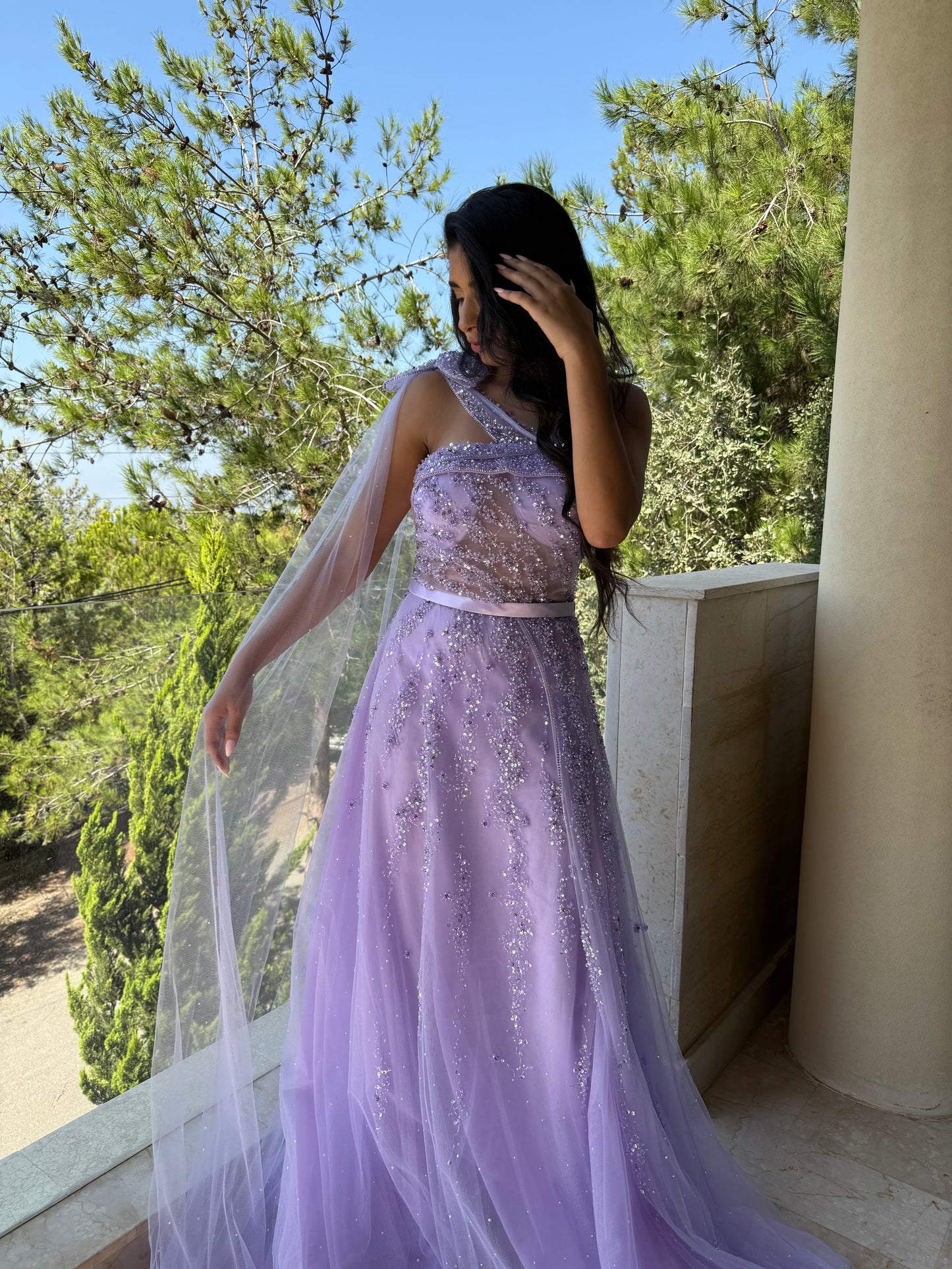 Moonlight- One shoulder, glitter fabric