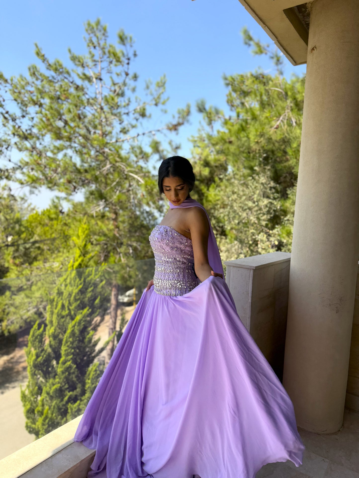 Moonlit Orchid- Strapless, shimmering bead